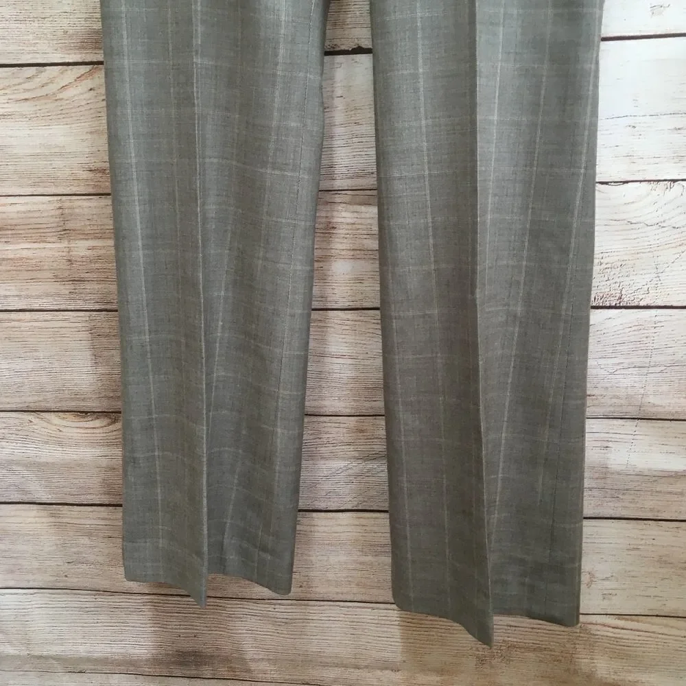 BANANA REPUBLIC JACKSON FIT WIDE LEG PANTS IN WINDOWPANE‎ PLAID WOOL - Picture 2 of 7